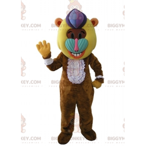 BIGGYMONKEY™ Brown Baboon Monkey Mascot Costume with Colorful