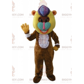 Kostým maskota BIGGYMONKEY™ hnědého paviána opice s barevnou hlavou - Opičí maskoti - BIGGYMONKEY_05292 - BiggyMonkey.com
