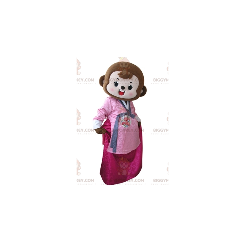 Fantasia de mascote BIGGYMONKEY™ Macaco marrom vestido com Fantasia de mascote BIGGYMONKEY™ Macaco marrom vestido com