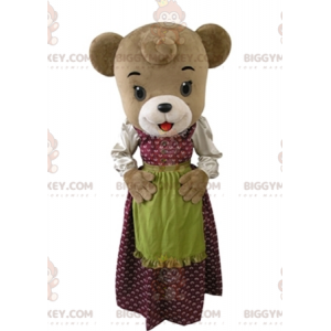 Costume de mascotte BIGGYMONKEY™ d'ours marron habillé d'une