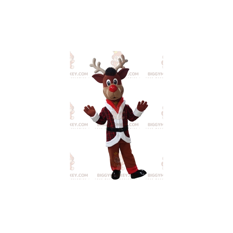 Christmas Reindeer BIGGYMONKEY™ Mascot Costume in Red and White