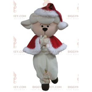 Χριστουγεννιάτικη στολή με μασκότ White Sheep BIGGYMONKEY™ - Μασκότ προβάτων - BIGGYMONKEY_05300 - BiggyMonkey.com