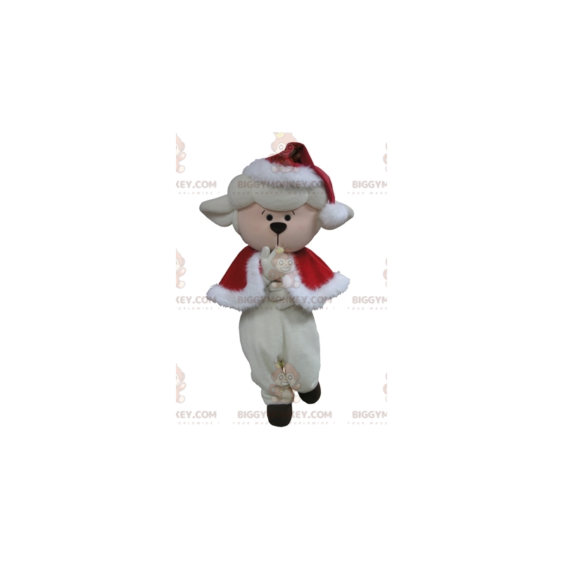 Costume da mascotte BIGGYMONKEY™ da pecora bianca per Natale - Costume da mascotte BIGGYMONKEY™ da pecora bianca per Natale -
