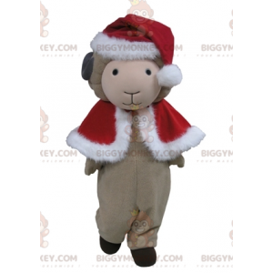 Kostium maskotki BIGGYMONKEY™ Szara owca w świątecznym