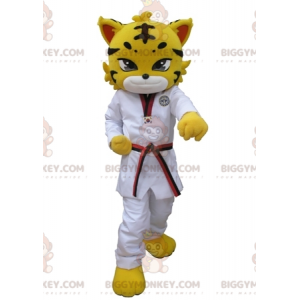 BIGGYMONKEY™ Yellow Leopard Tiger Mascot Costume Dressed In