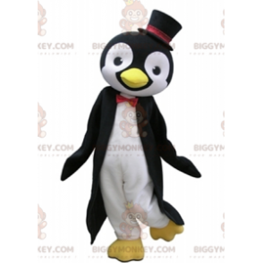 Černobílý kostým tučňáka BIGGYMONKEY™ maskota s cylindrem - Rybí maskoti - BIGGYMONKEY_05307 - BiggyMonkey.com