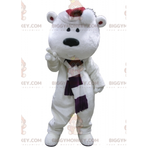 BIGGYMONKEY™ Big White Teddy Bear Costume da mascotte con