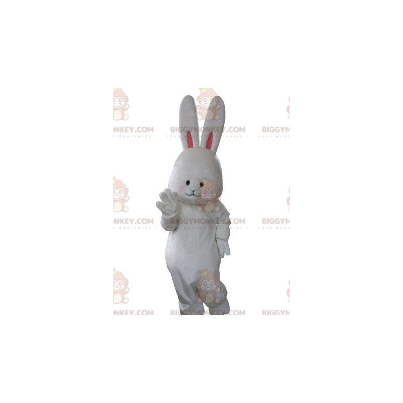 Costume de mascotte BIGGYMONKEY™ de lapin blanc doux et mignon Costume de mascotte BIGGYMONKEY™ de lapin blanc doux et mignon