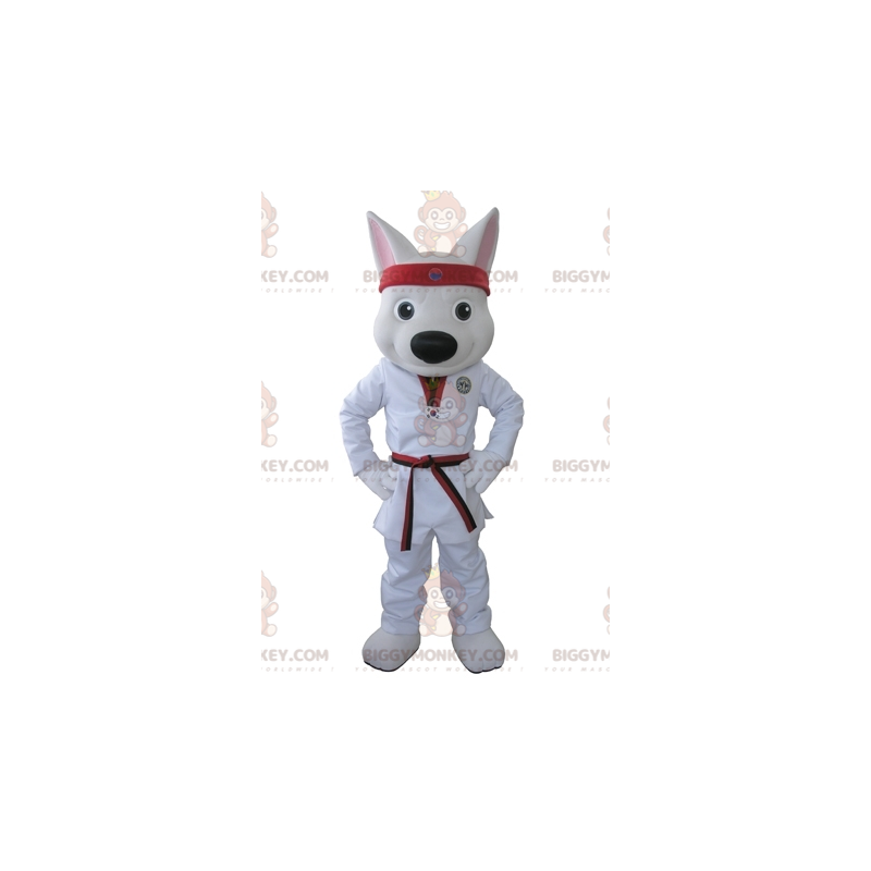 Kostium maskotki białego wilka BIGGYMONKEY™ w kimonie - Kostium maskotki białego wilka BIGGYMONKEY™ w kimonie -