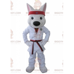Disfraz de mascota de lobo blanco BIGGYMONKEY™ vestido con