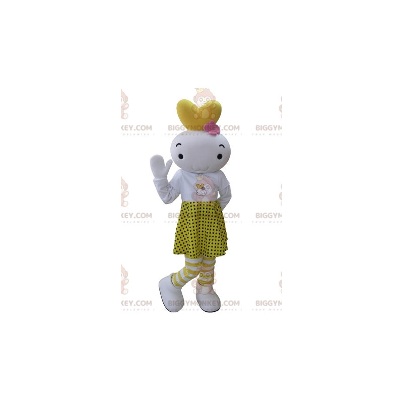 Costume de mascotte BIGGYMONKEY™ de bonhomme blanc et jaune Costume de mascotte BIGGYMONKEY™ de bonhomme blanc et jaune