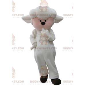 White and Pink Lamb Sheep BIGGYMONKEY™ Mascot Costume -