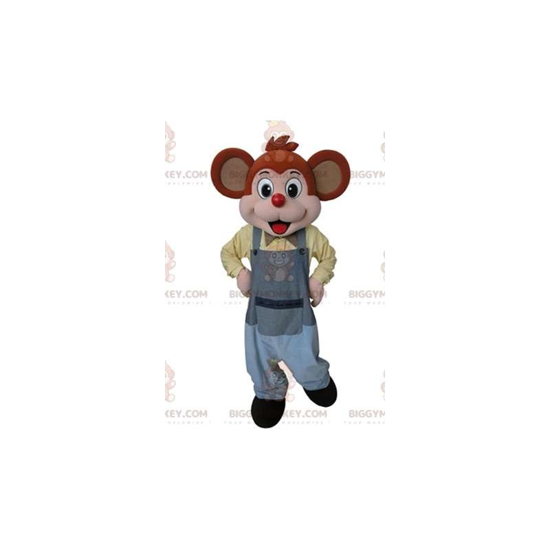 Orange und rosa Maus BIGGYMONKEY™ Maskottchenkostüm in grauen