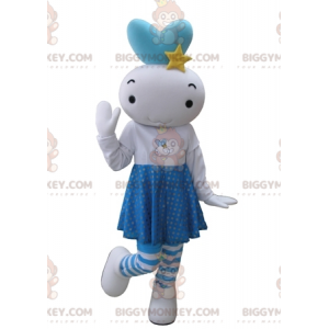 Fantasia de mascote de boneco de neve gigante branco e azul