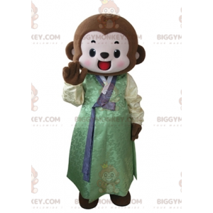 Brown Monkey BIGGYMONKEY™ Mascot Costume Dressed in Yellow and