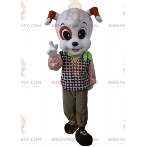 Costume da mascotte BIGGYMONKEY™ cane bianco e arancione vesti