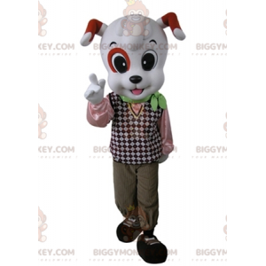 White and Orange Dog BIGGYMONKEY™ Mascot Costume Dress Up Smart