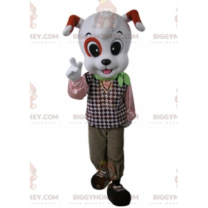 White and Orange Dog BIGGYMONKEY™ Mascot Costume Dress Up Smart