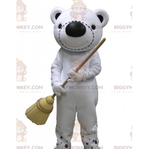 BIGGYMONKEY™ Kæmpe hvid og sort bamsemaskotkostume -