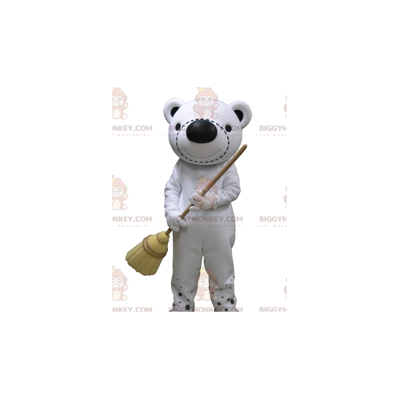 BIGGYMONKEY™ jättiläinen valkoinen ja musta Nalle-maskottiasu - BIGGYMONKEY™ jättiläinen valkoinen ja musta Nalle-maskottiasu -