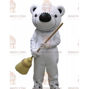 BIGGYMONKEY™ Kæmpe hvid og sort bamsemaskotkostume -