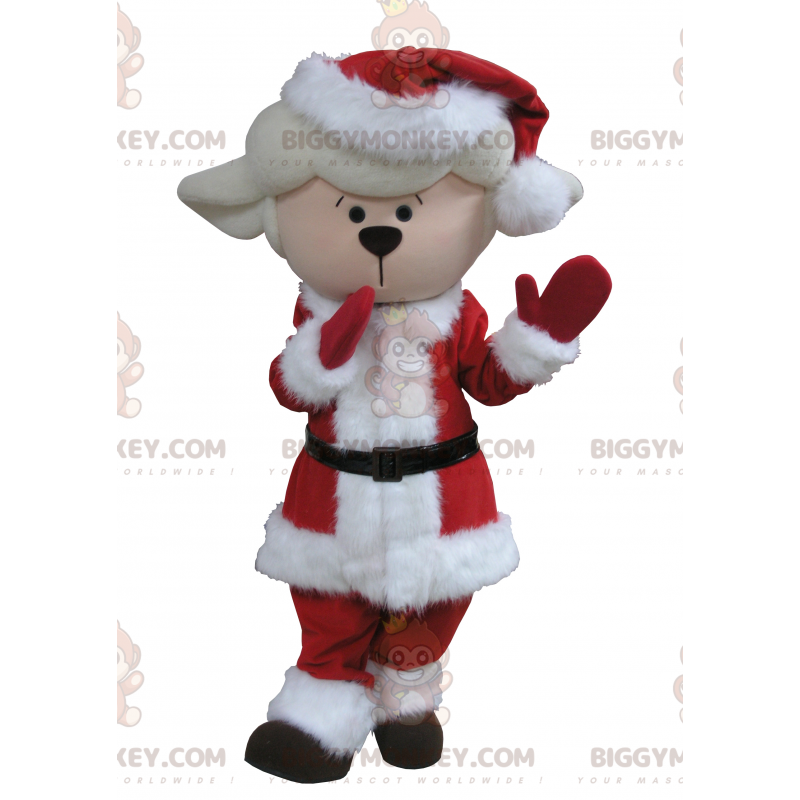 BIGGYMONKEY™ Kerstoutfit voor mascottekostuum met witte BIGGYMONKEY™ Kerstoutfit voor mascottekostuum met witte