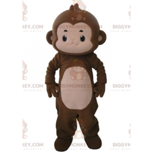 Meget sød brun og lyserød abe BIGGYMONKEY™ maskotkostume -