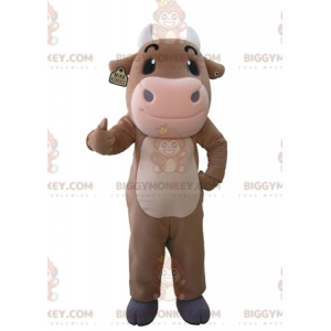 Giant Brown and Pink Cow BIGGYMONKEY™ Mascot Costume -