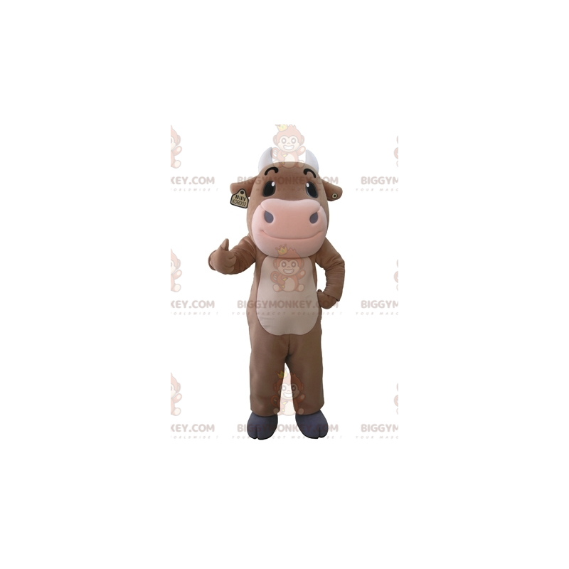 Disfraz de mascota vaca gigante marrón y rosa BIGGYMONKEY™ - Disfraz de mascota vaca gigante marrón y rosa BIGGYMONKEY™ -
