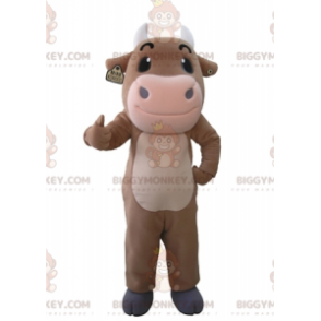 Costume de mascotte BIGGYMONKEY™ de vache marron et rose géante - Mascottes Vache - BIGGYMONKEY_05334 - BiggyMonkey.com