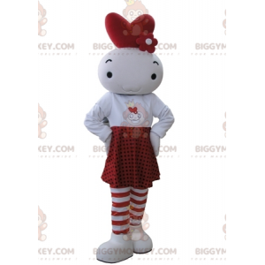 BIGGYMONKEY™ White and Red Doll Snowman Mascot Costume -