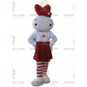 BIGGYMONKEY™ Hvit og rød dukkesnømannmaskotkostyme - Maskotter for menn - BIGGYMONKEY_05336 - BiggyMonkey.com