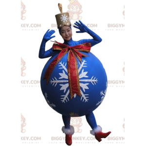 Gigantische blauwe kerstboombal BIGGYMONKEY™ mascottekostuum -