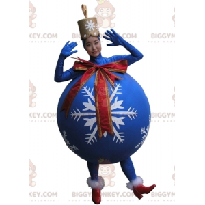 Jätteblå julgranboll BIGGYMONKEY™ maskotdräkt - BiggyMonkey