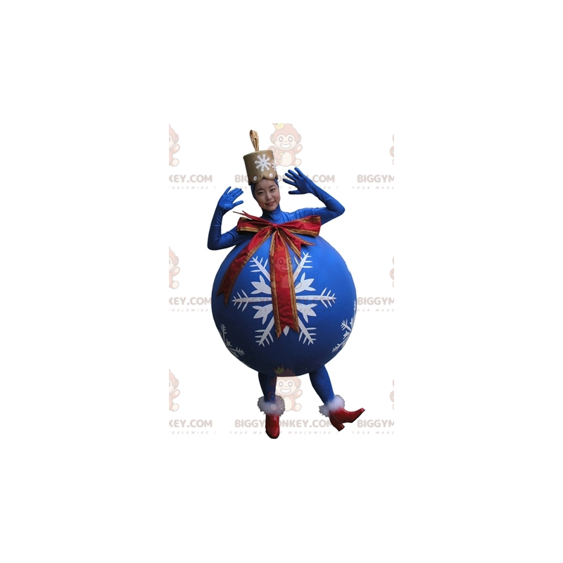 Kæmpe blå juletræskugle BIGGYMONKEY™ maskotkostume - Kæmpe blå juletræskugle BIGGYMONKEY™ maskotkostume -