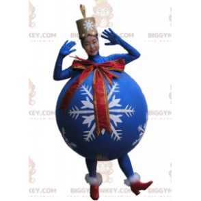 Gigantische blauwe kerstboombal BIGGYMONKEY™ mascottekostuum -