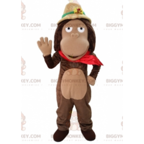Costume mascotte BIGGYMONKEY™ da scimmia marrone con cappello
