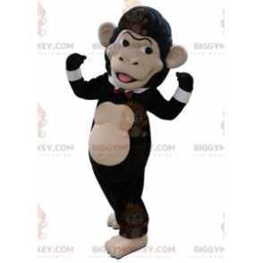 BIGGYMONKEY™ Mascot Costume Black and Beige Monkey with Bow Tie - Monkey mascots - BIGGYMONKEY_05343 - BiggyMonkey.com