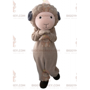 Cute and Soft Brown and Gray Goat BIGGYMONKEY™ Mascot Costume -