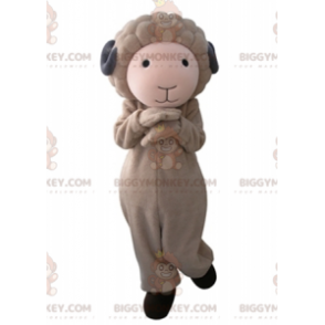 Cute and Soft Brown and Gray Goat BIGGYMONKEY™ Mascot Costume -