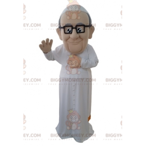 Kostým maskota papeže BIGGYMONKEY™ v bílém náboženském oděvu - Nezařazení maskoti - BIGGYMONKEY_05346 - BiggyMonkey.com