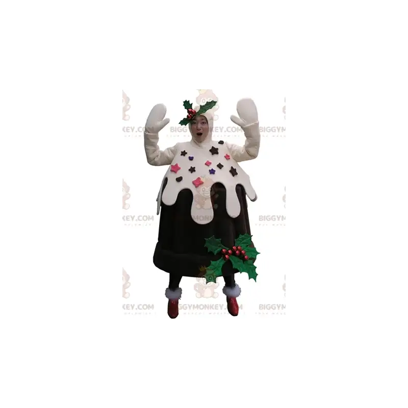 Braun-weißer Iced Cake Pudding BIGGYMONKEY™ Maskottchen-Kostüm Braun-weißer Iced Cake Pudding BIGGYMONKEY™ Maskottchen-Kostüm