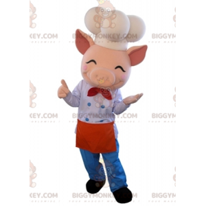 BIGGYMONKEY™ Mascot Costume Pink Pig In Chef Outfit -