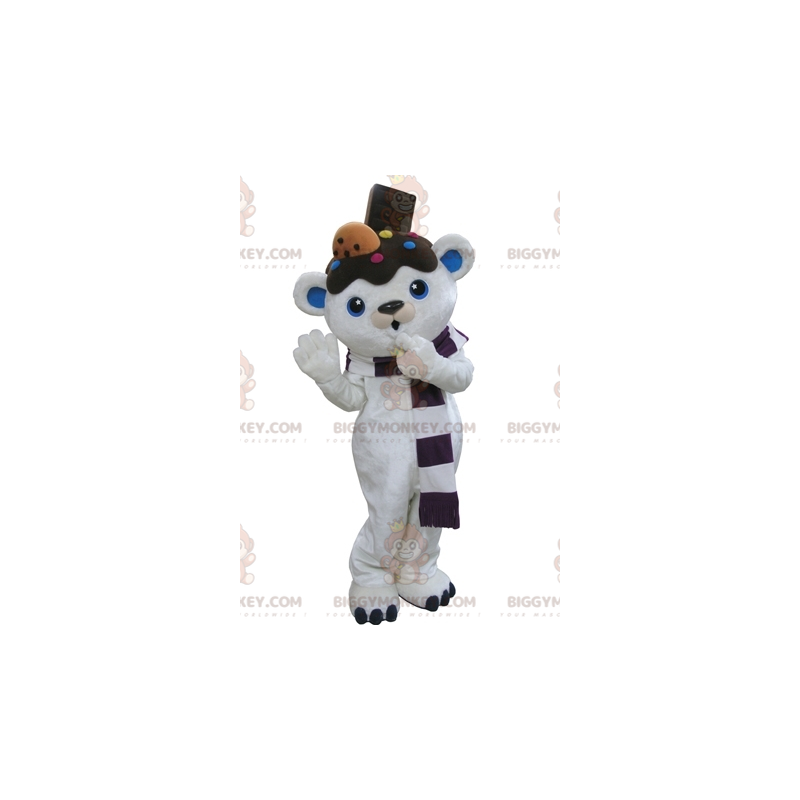 BIGGYMONKEY™ costume da mascotte di orsacchiotto bianco e blu BIGGYMONKEY™ costume da mascotte di orsacchiotto bianco e blu