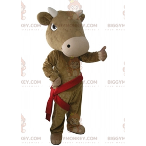 Obří realistická hnědá kráva BIGGYMONKEY™ kostým maskota –