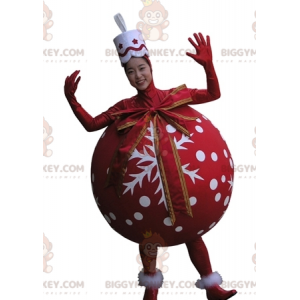 Costume de mascotte BIGGYMONKEY™ de boule de sapin de Noël