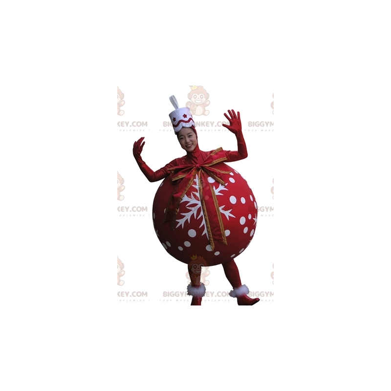 Disfraz de mascota BIGGYMONKEY™ Bola de árbol de Navidad roja Disfraz de mascota BIGGYMONKEY™ Bola de árbol de Navidad roja