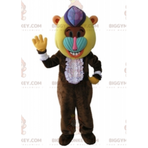 Kostým maskota BIGGYMONKEY™ hnědého paviána opice s barevnou