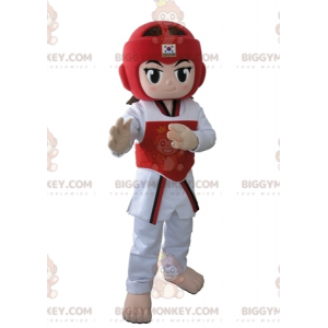 BIGGYMONKEY™ maskot kostume taekwendoka pige i taekwondo outfit