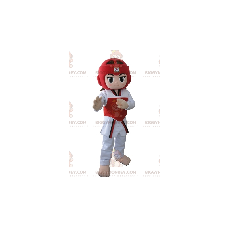 Kostium maskotki BIGGYMONKEY™ taekwendoka dziewczyna w stroju Kostium maskotki BIGGYMONKEY™ taekwendoka dziewczyna w stroju